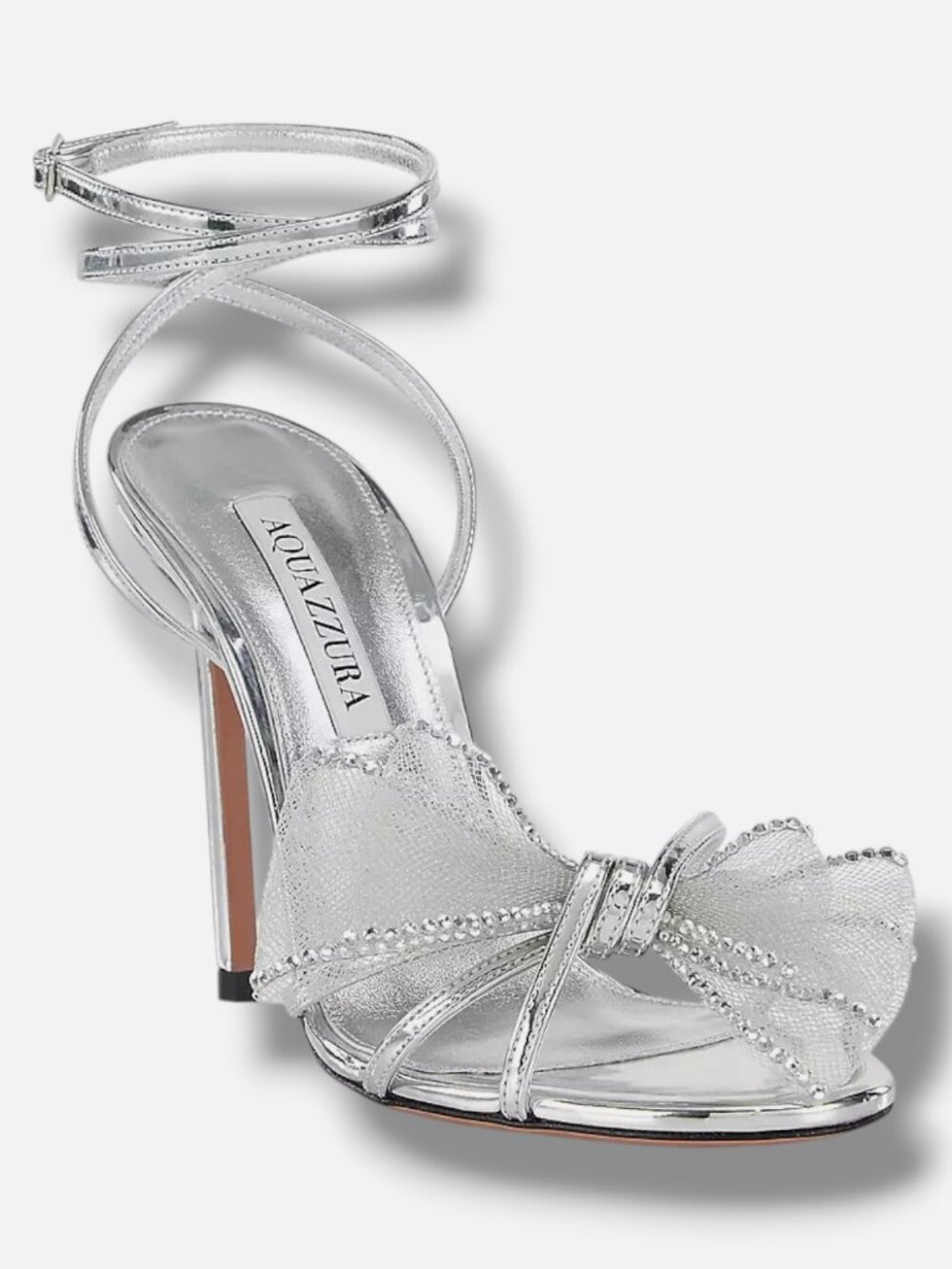 Aquazzura Women's Silver Reve 105MM Suede Stiletto Sandals Shoes Size 41